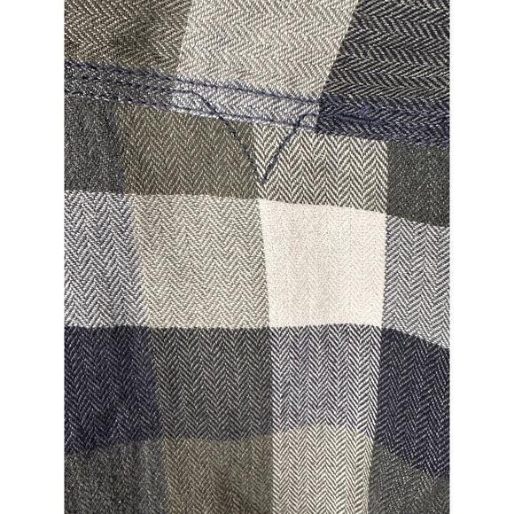 Vans Off The Wall Green Gray Plaid Flannel Shirt Men’s Small - Picture 4 of 7